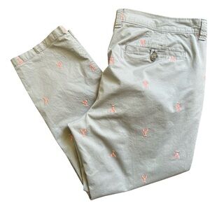 Old Navy Women’s Khaki Pants Size 16 Reg with Embroidered Coral Lobster Print